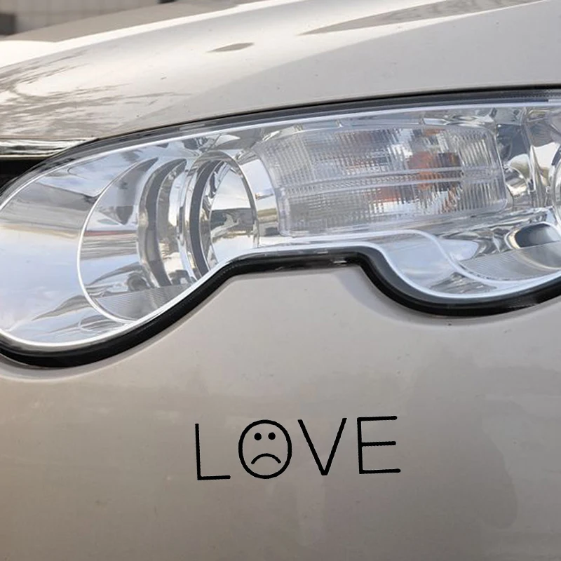 

YJZT 12.8CM*3.8CM LOVE Sad Face Vinyl Decal Car Sticker Black/Silver C3-0446