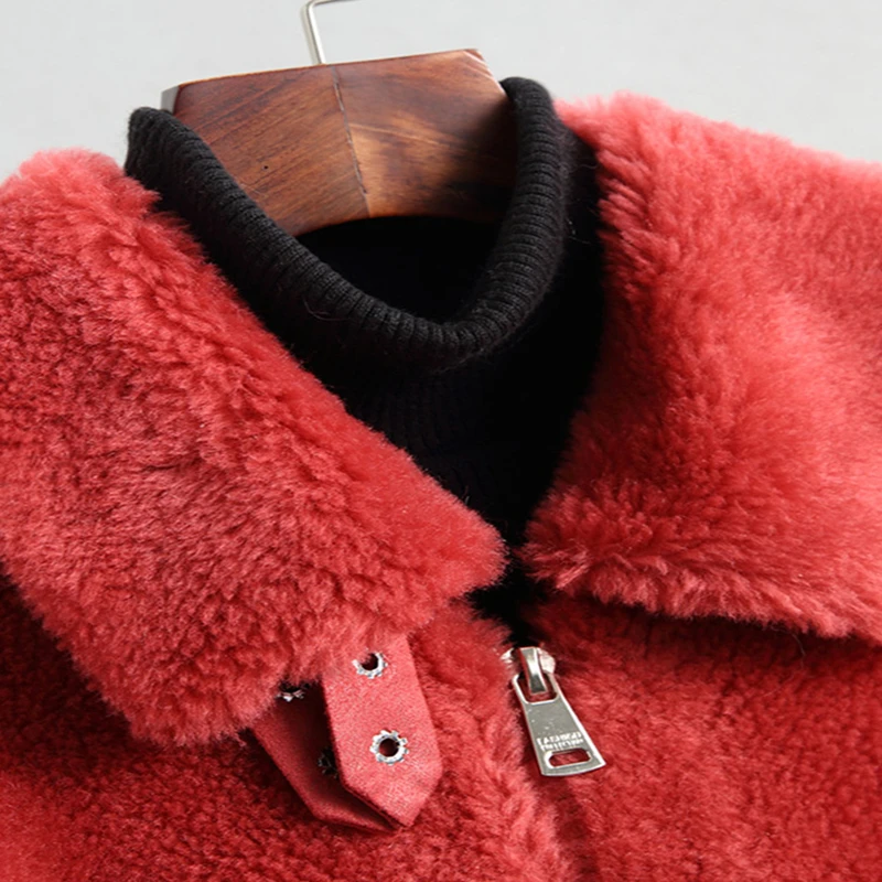 

2019 New Real Fur Winter Wool Jacket Women Fashion Warm Overcoat Sheep Shearing Coat Elegant Casual Ladies Coats A062