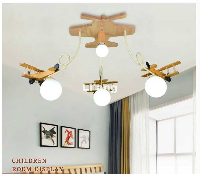 Бесплатная доставка Детские потолочные светильники для спальни деревянные