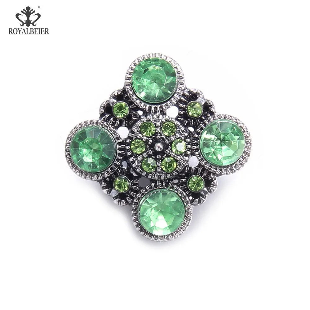 

RoyalBeier Flower Snap Button Wth Rhinestone High Grade Metal Snap Button 18mm Colorful DIY Charms For Snap Bracelet Jewelry
