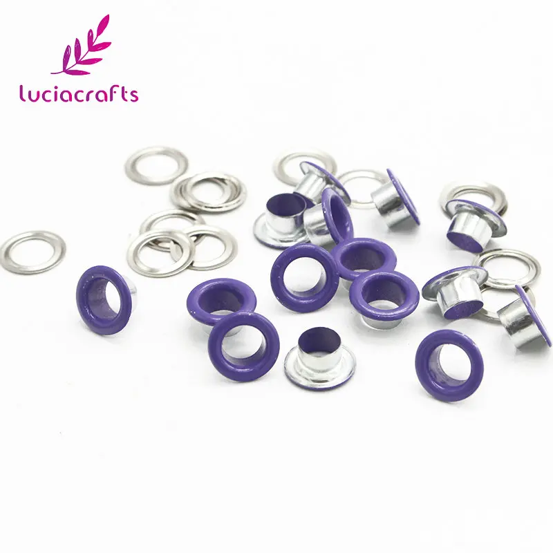 Lucia crafts 50 наборов 10,5*6,5*5 мм Металлические Люверсы для скрапбукинга поделки DIY украшения одежды куклы люверсы аксессуары G1301 - Цвет: purple