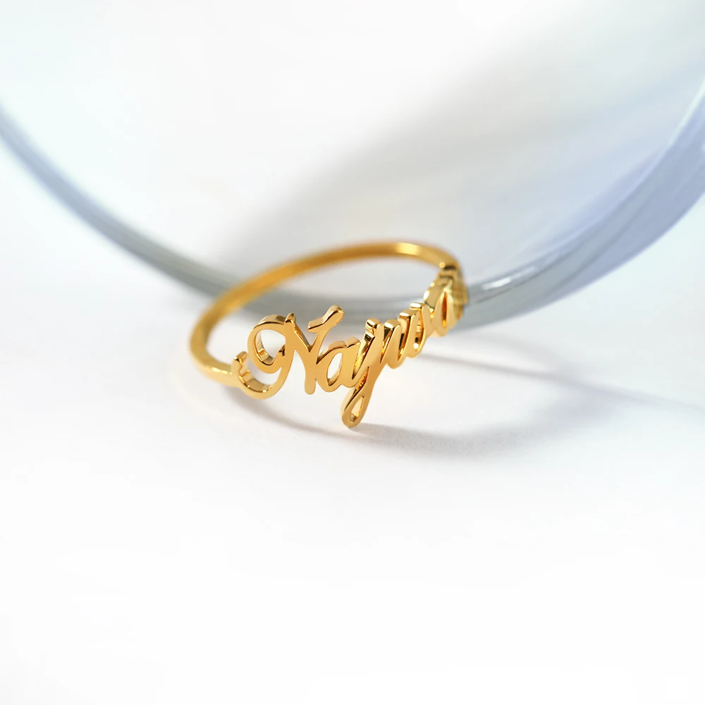 

Personalized Name Ring Custom Gold Rings For Women Best Friends Men ring Wedding Band Stainless Steel Christmas Gifts