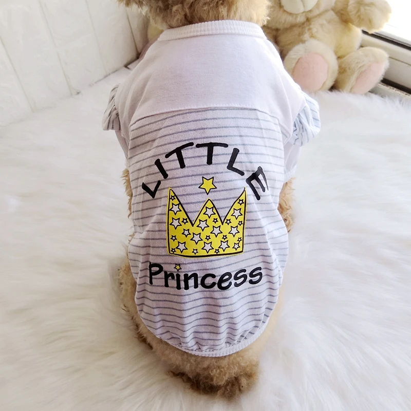 Полосатая одежда для маленьких собак и принцесс красная синяя летняя футболка