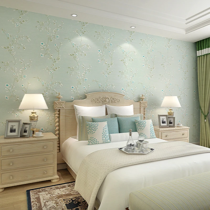 New HOT Non-woven wall paper modern European-style Korean pastoral wallpaper floral fresh bedroom living room simple TV backdrop |
