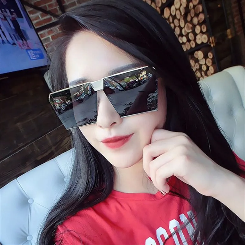 New Trend Oversized Square Sunglasses Women Vintage Men Mirror Color Film Mercury Luxury Sun Glasses Okulary damskie UV400 | Аксессуары