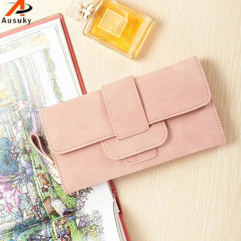 

3 Folder Fashion Women Wallets Card Long PU Leather Wallet Plush Female Hasp Clutch Coin Purse Wallet with Phone Pocket Mujer