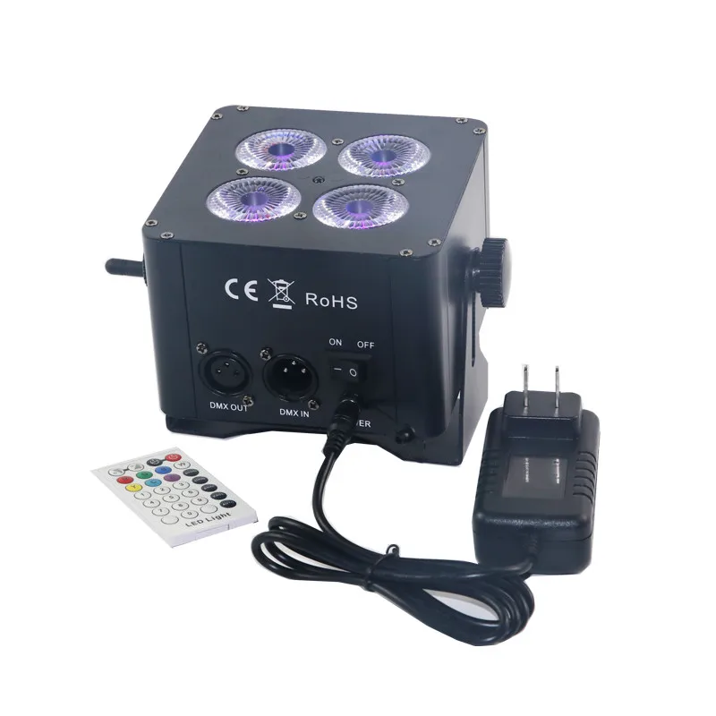 Черный цвет dj Мини par led батарея 4led 18 Вт мини беспроводной DMX свет с ИК пультом