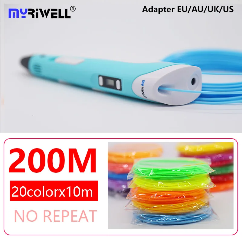 Myriwell 3d Ручка мм и 100 мм нити М 100 м ABS+ м 1,75 м PLA 3d ручка 3 d ручка Smart подарок на день рождения ребёнка или Рождественский подарок