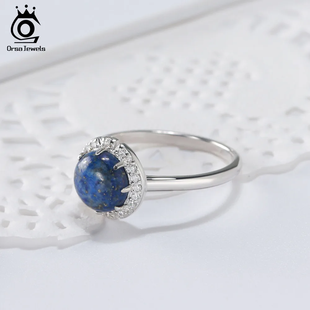 ORSA JEWELS серебряные кольца из натуральной 925 пробы для женщин, бирюза, инкрустированная установка, AAA кубическое женское циркониевое кольцо, ювелирные изделия ASR55