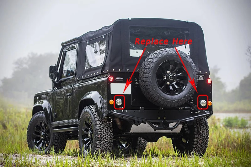 Для Land Rover Defender 2001- кабрио 90-16 обновленная Светодиодная лампа 95 мм круглый задний противотуманный задний резервный светильник 2 шт. дымовая прозрачная лампа