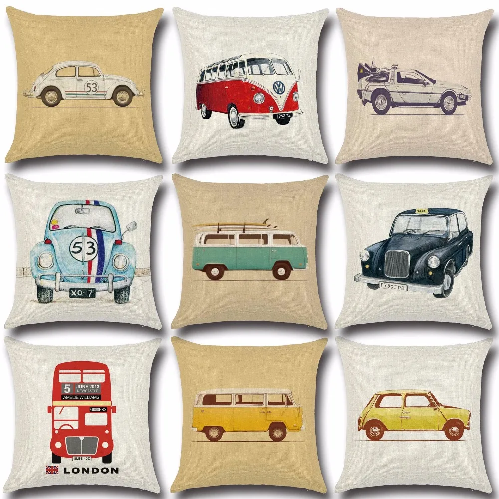 

1PC Cushion Cover Printing Linen Throw Pillows Car Sofa Pillow Cover Home Decorative Pillowcase decorativos cojines OU 011