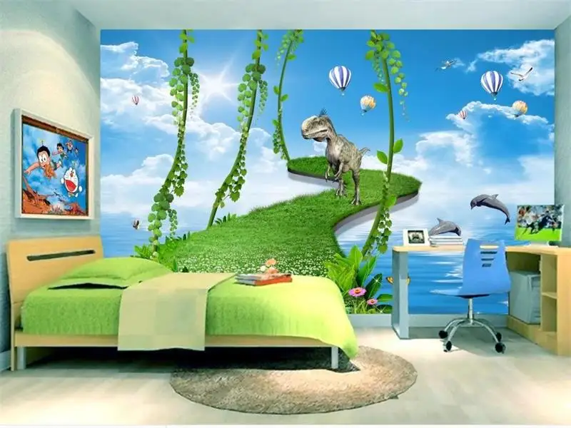 Пользовательские 3d фото обои для детской комнаты Фреска динозавр живопись ТВ Фон