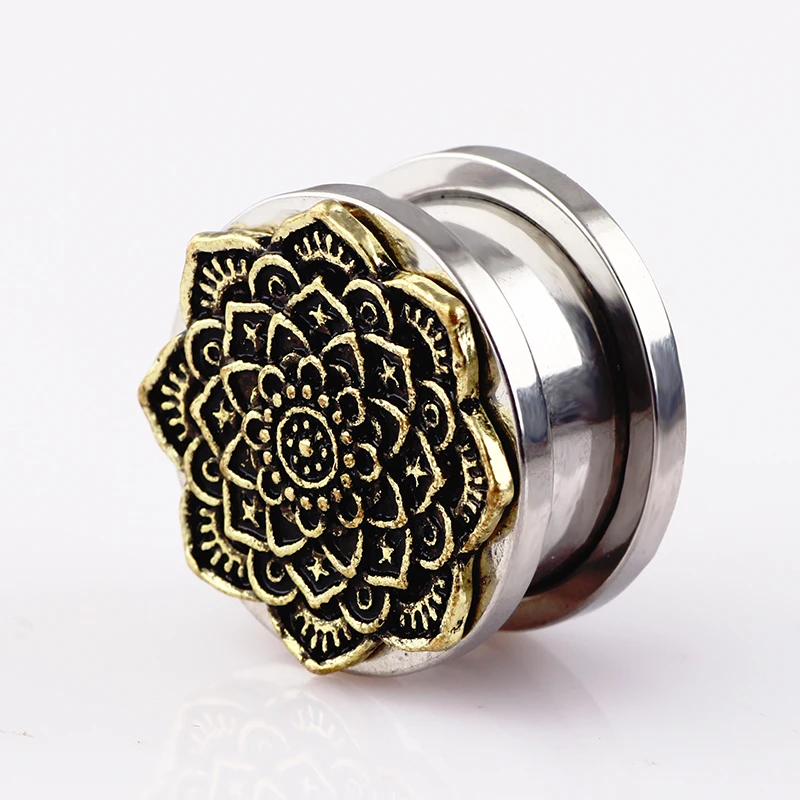 TIANCIFBYJS медный цветочный винт в плоть туннель ушные растяжки заглушки и туннели