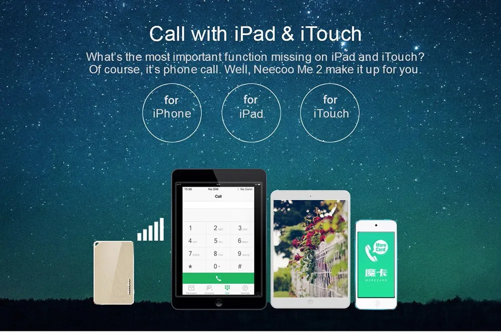 Neecoo BT 4.0 Dual SIM карты адаптера ультра-тонкий Поддержка нано сим-карты для iphone5S/6/6 plus/6