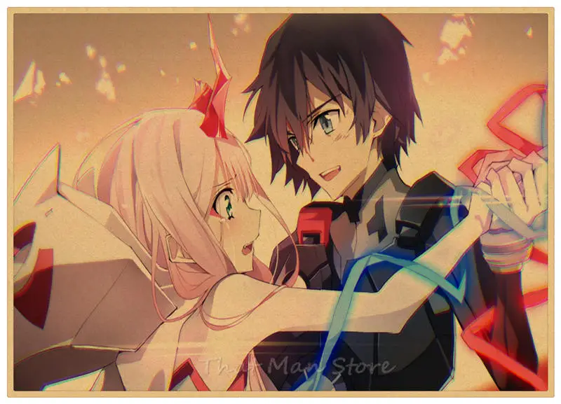 Милый в FranXX HIRO ZERO TWO ICHIGO GORO стикер Плакат из крафт-бумаги японского аниме плакат ретро плакат 30*21 см - Цвет: Непроницаемый