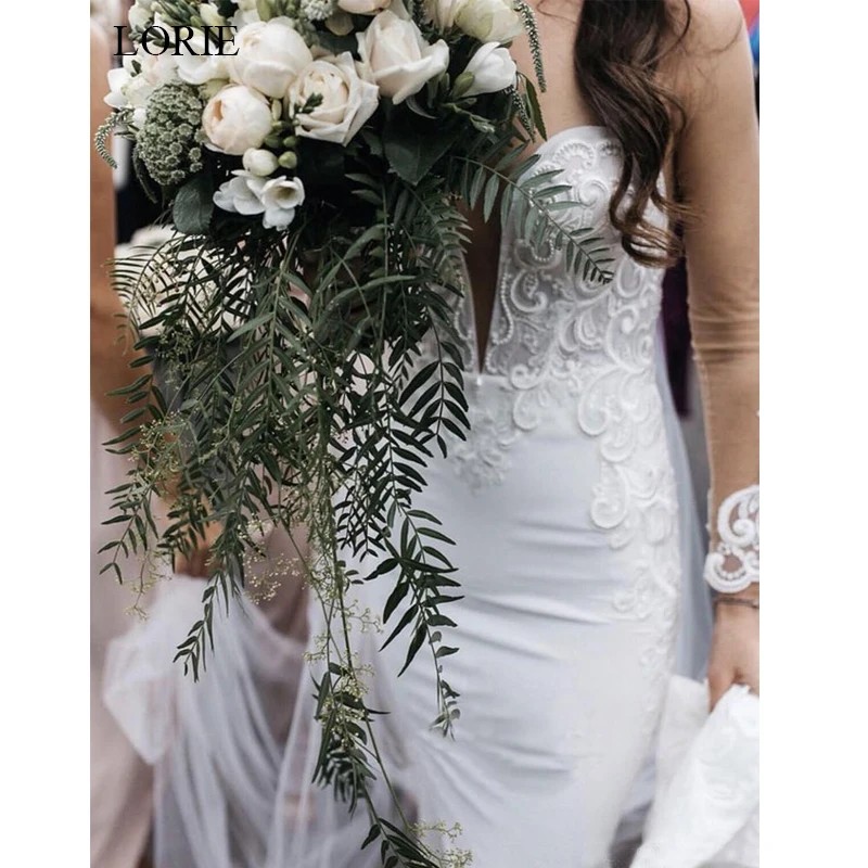 LORIE свадебное платье русалки с кружевной аппликацией белое невесты открытой