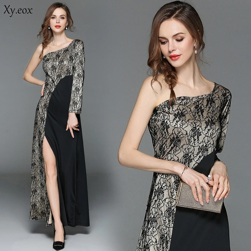 2018 Весна Лето Новое модное сексуальное женское кружевное платье с рукавом на