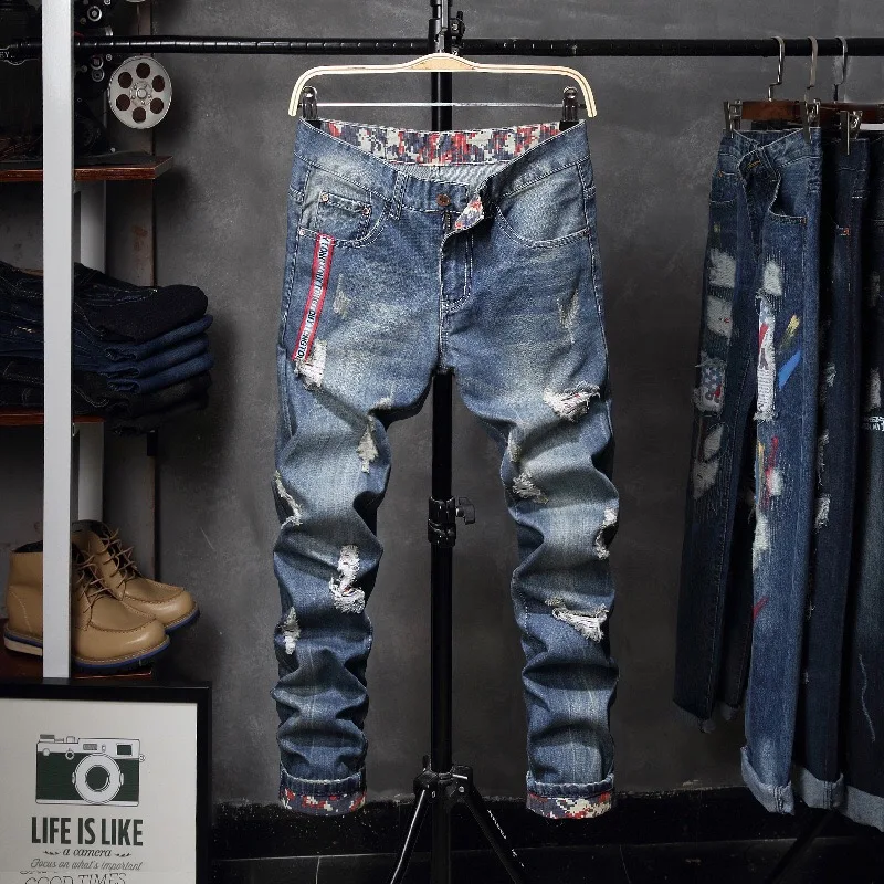 2023 New Young Men's Fashion Casual Stretch Slim Jeans Classic Trousers Denim Pants Male Jeans Men