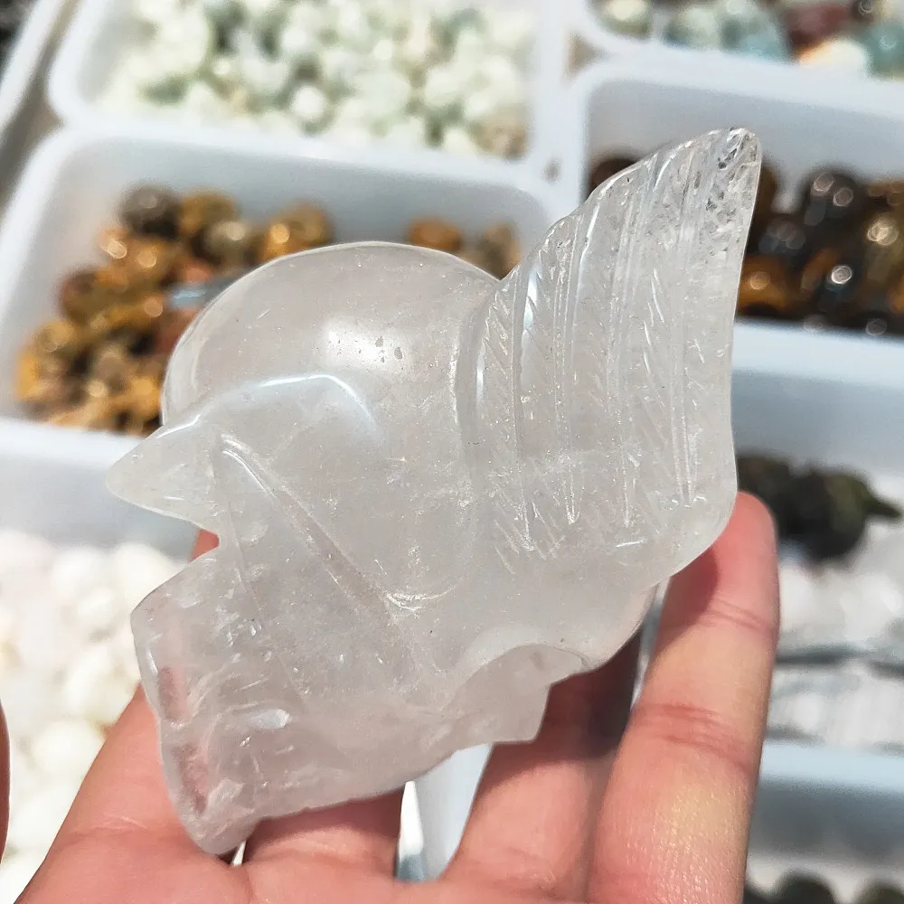 quartz stone skull Natural clear crystal figurine Hand carved Gemstone bone feng shui healing | Дом и сад