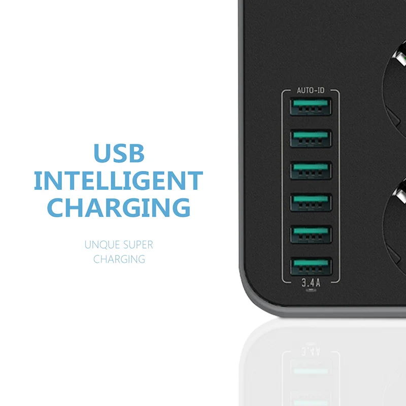 LDNIO ЕС Smart USB Мощность полосы зарядки 6 Порты и разъёмы 5V 3.4A Зарядное устройство