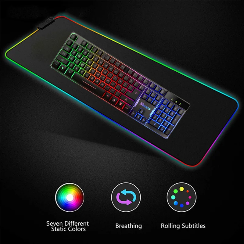 RGB коврик для мыши игровой большой XXL компьютерная XL геймер Коврик клавиатуры USB