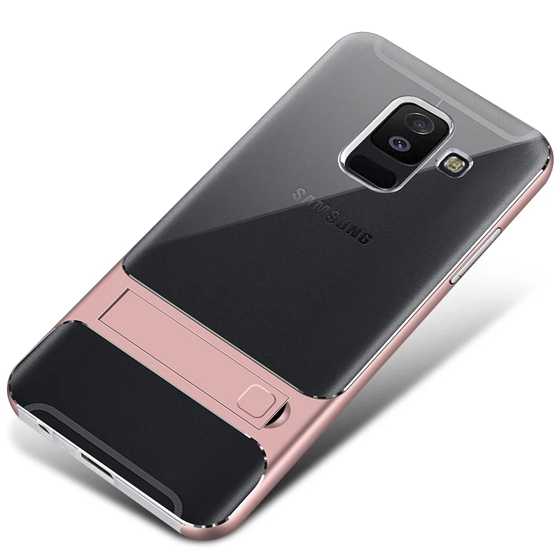 Гибридный чехол для samsung Galaxy A6 A6Plus роскошный мягкий силикон+ PC с подставкой защитная задняя крышка для samsung a6 plus
