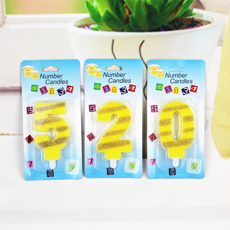Цифровая креативная свеча с надписью на день рождения 0 9 желтая позолоченная
