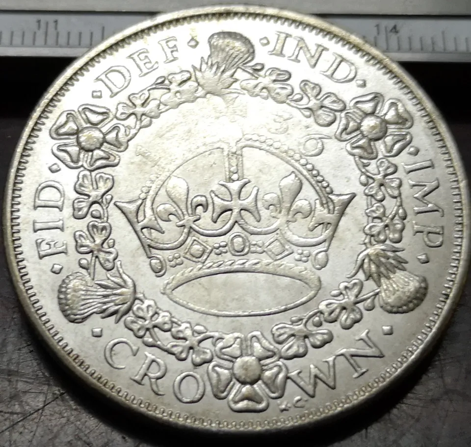 1936 Великобритания 1 Корона-Джордж V копия, Посеребренная монета