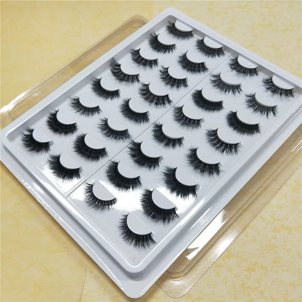 16 стилей/набор 100% настоящие сибирские 3D норковые накладные ресницы длинные