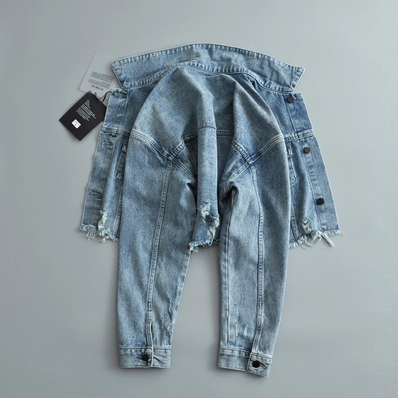 Потертые джинсовые женские куртки 2019 весна осень короткие пальто женская