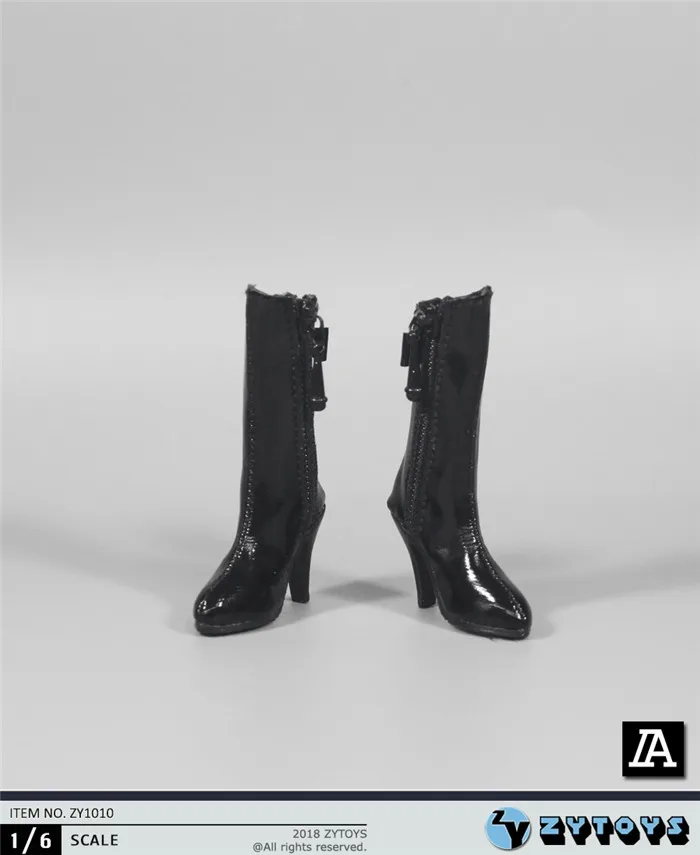 ZYTOYS 1/6 ZY1010 женские кожаные сапоги средней длины с боковой молнией для 12 дюймовых