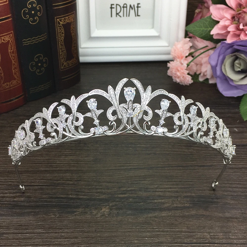 Вымощенная полностью кубическая циркониевая Корона из циркония CZ Diadema цветок Coroa свадебные головные уборы, свадебные прически аксессуары Bijoux WIGO1271