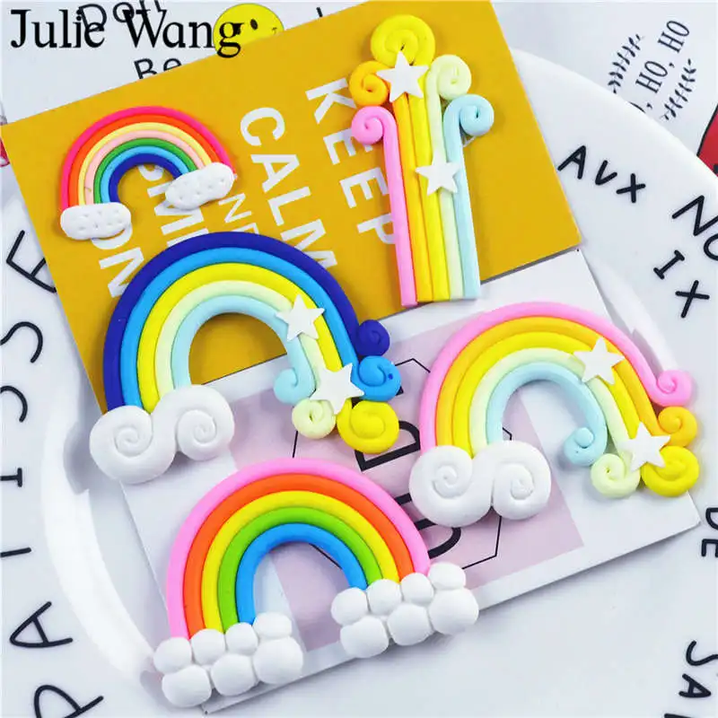 Julie Wang 10 шт. случайно Смешанная Полимерная глина Радужный слайм из смолы подвески