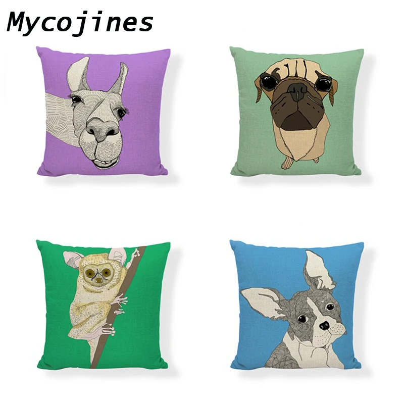 45*45 см подушка Мопс чехол мультфильм животное креативный щенок граффити