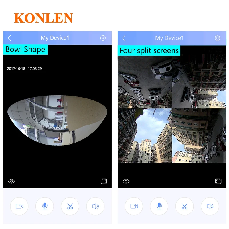 KONLEN Домашняя безопасность 720P панорамная wifi IP камера наружная 360 рыбий глаз пуля с аудио ночного видения TF слот для карты Yoosee