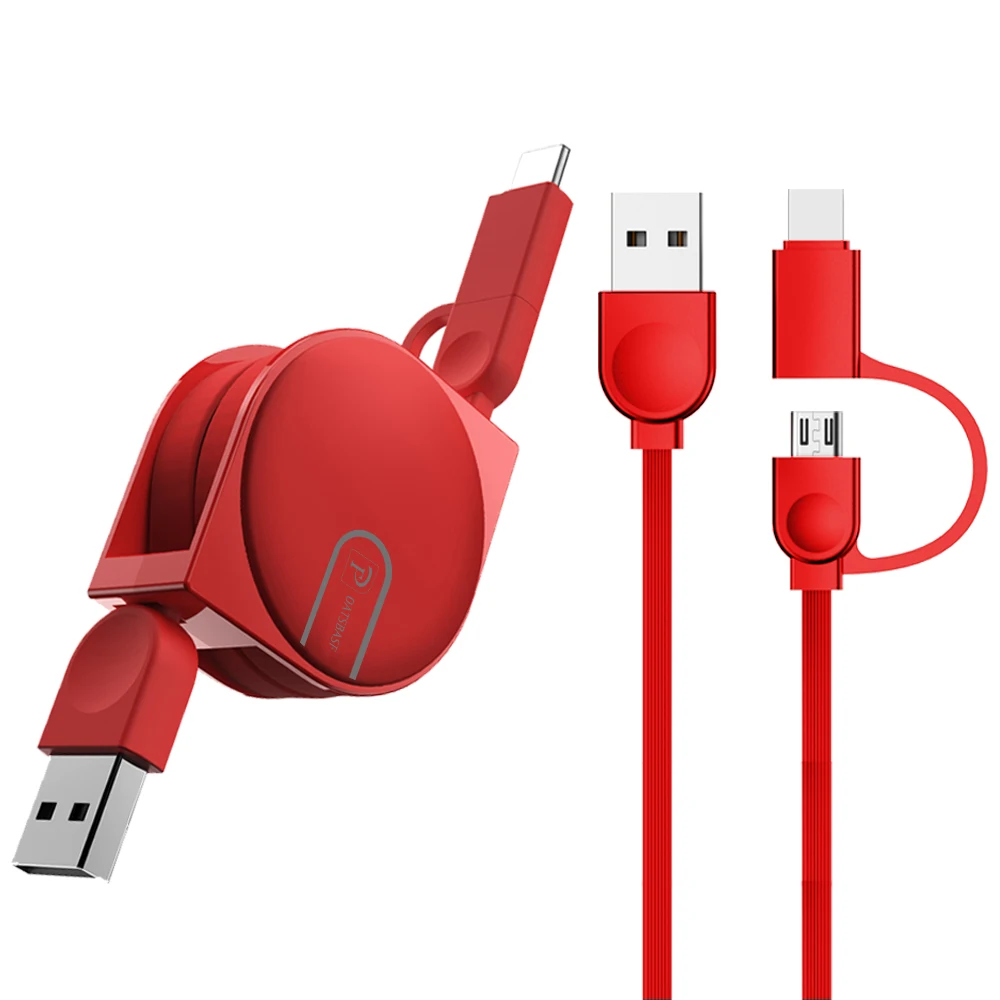 OATSBASF 2 в 1 порт типа C+ Micro USB кабель Android для samsung Xiaomi huawei Выдвижной зарядное устройство USB порт передачи данных 1 м - Цвет: Армейский зелёный