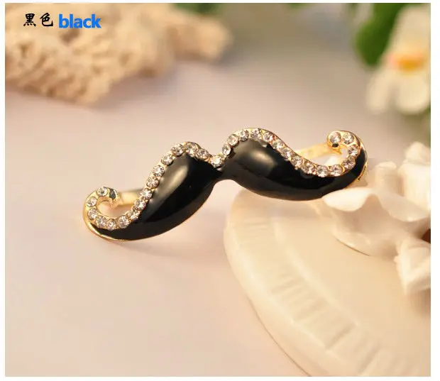 MOQ $15 (mix order) Free Shipping fashion jewelry imitation diamond moustache double ring beard (6 colors) BFSR-0009 | Украшения и