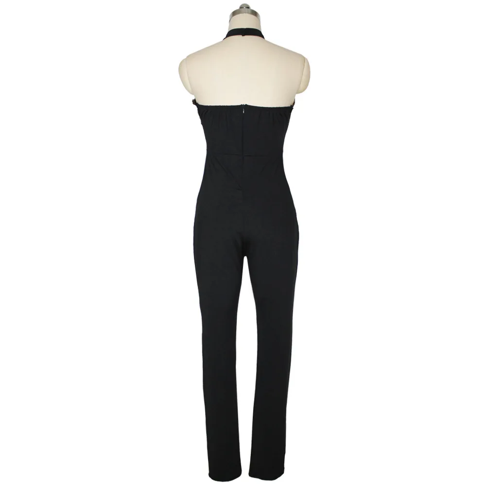 2017 Сексуальная Холтер Шеи С Плеча See Through Женщины блесток Комбинезон Спинки