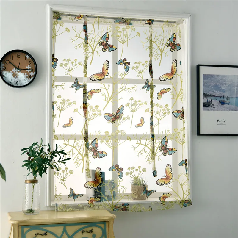 Бабочка римские Короткие шторы для кухни valance sheer гостиной лечения