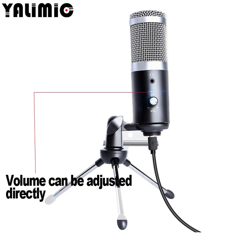 Professional Microphone Condenser for Computer PC USB Plug+Tripod Stand YouTube Broadcasting Recording Microfone Karaoke Mic