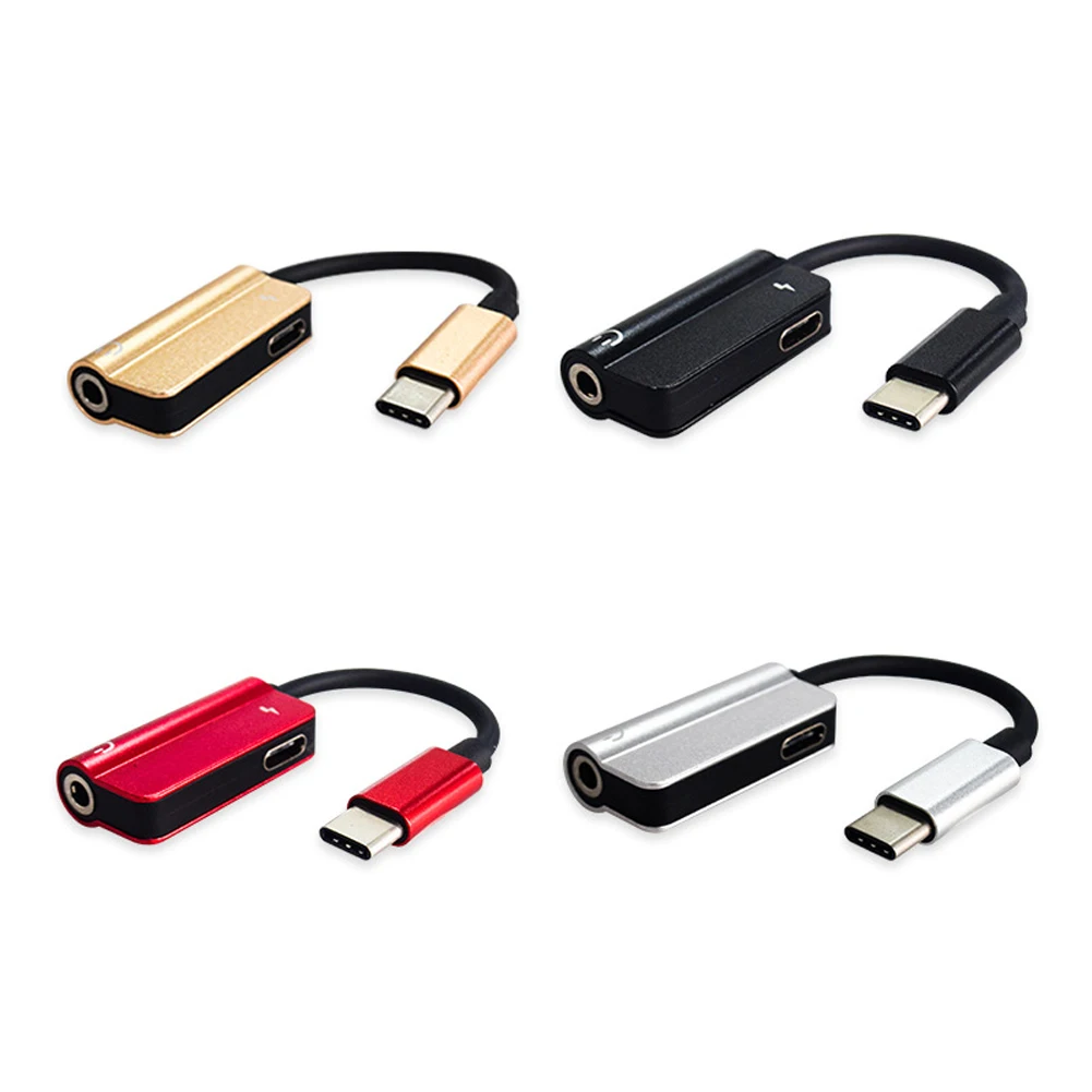Earphone Round Hole Cool Adapter Alloy Interface Type-C To 3.5mm Jack 2 IN 1 Converter USB C Cable Plating Aux Rust-free |