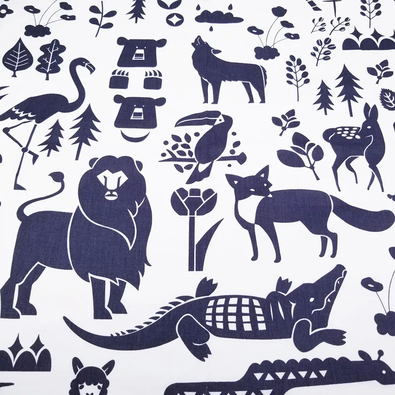 Черный узор 100% хлопок Лоскутная Ткань в полоску/цветочный/Животный/узор горошек