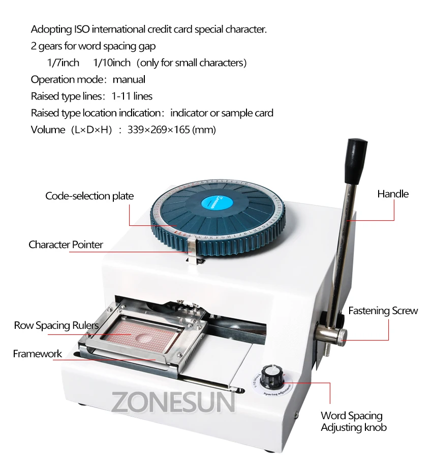 ZONESUN DIY 72 буквенный пресс персонаж ПВХ карты тиснение машина Принтер кредитный ID VIP магнитный инструмент для тиснения