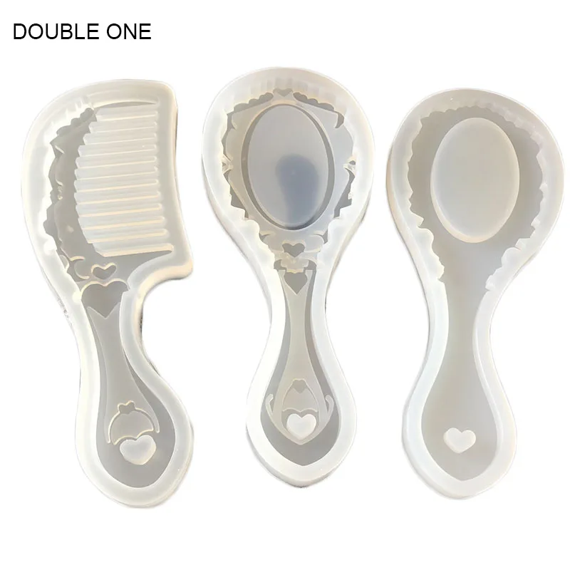 

3pcs/set Comb Makeup Mirror Silicone Resin Mold Cabochon Crystal Handmade Jewelry Making Mould Craft DIY Jewelry Tool