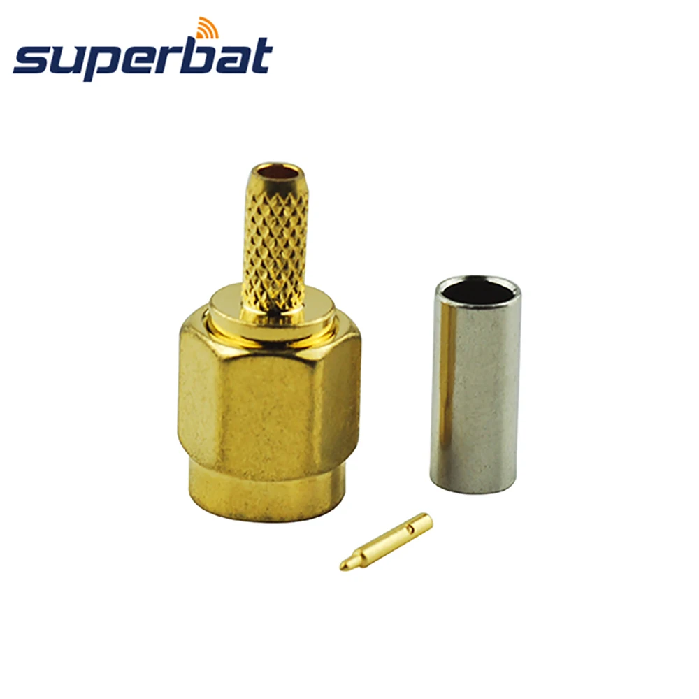 Superbat SSMA Crimp Solder Male RF Coaxial Connector for RG316 RG174 LMR100 Cable Straight