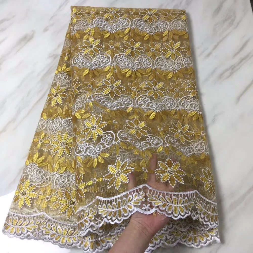 2018 Африканский кружевной ткани белое свадебное Высокое качество тюль 5 ярдов 3 d