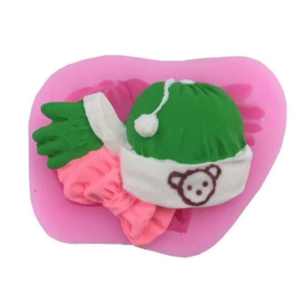 

Kitchen DIY Lovely Baby Bowknot Gloves Hats for Cake Decoration Liquid Silicone Tools Pastry mould Pudding Soap Ice Cube mold
