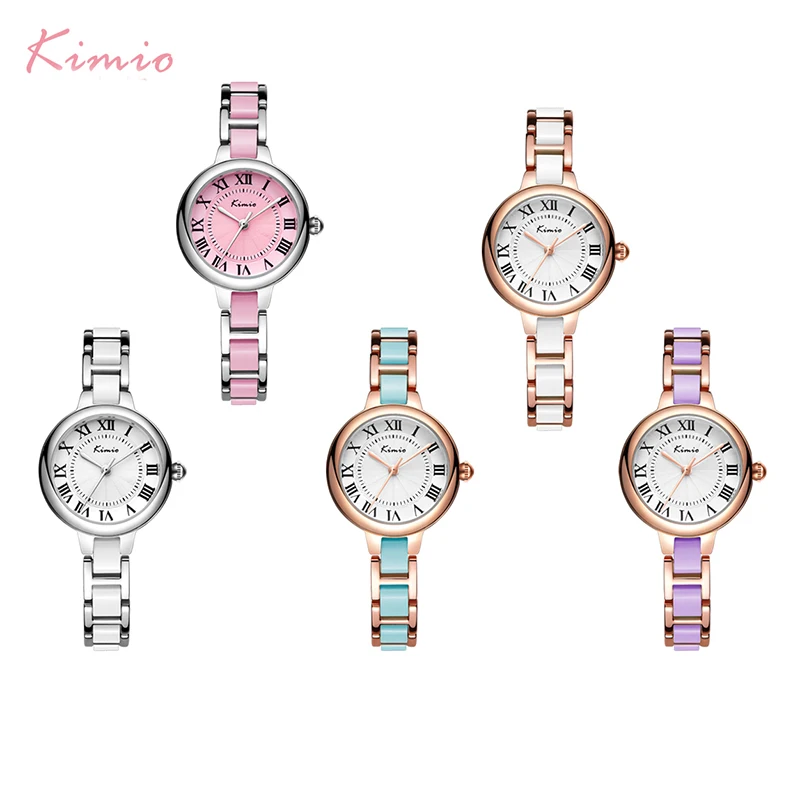 KIMIO Women Imitation Ceramic Quartz Watches Candy Colors Bubble Ladies Bracelet Dress Watch With Gift Box Montre Femme | Наручные часы