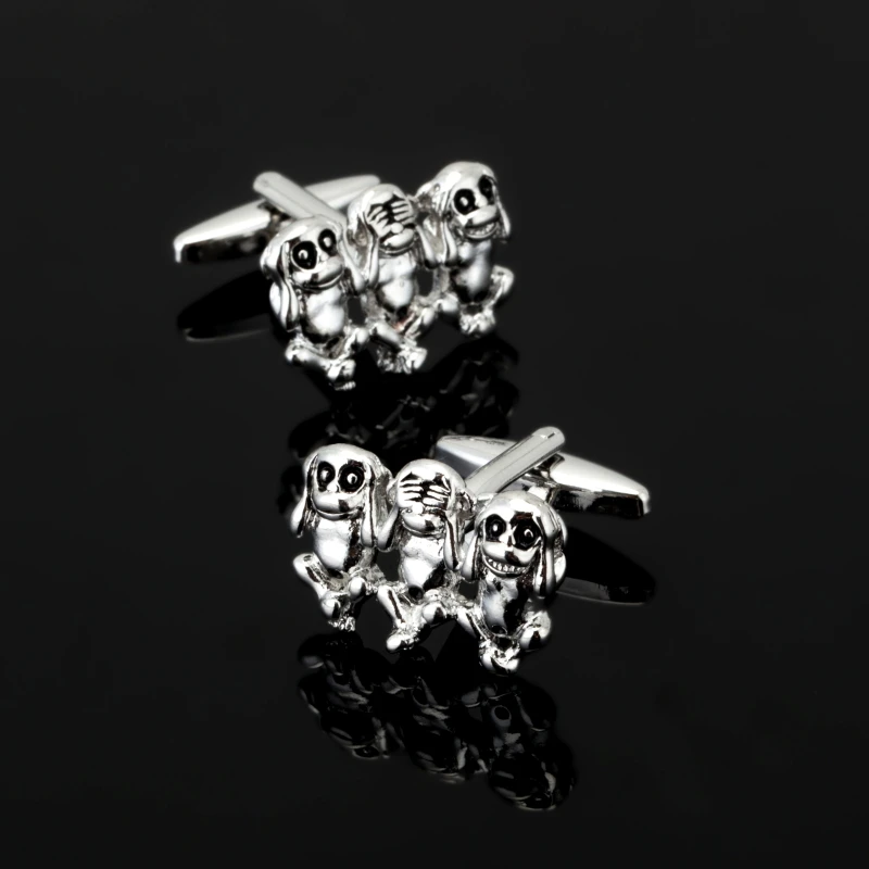 XK216 High quality men's shirts Cufflinks animal four monkey brand of clothing accessories |
