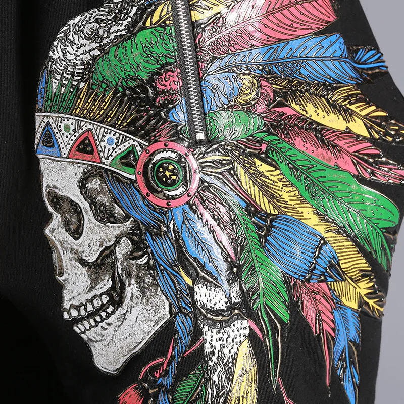 Шорты мужские хлопковые прямые до колен с принтом черепа на молнии|short trousers|shorts